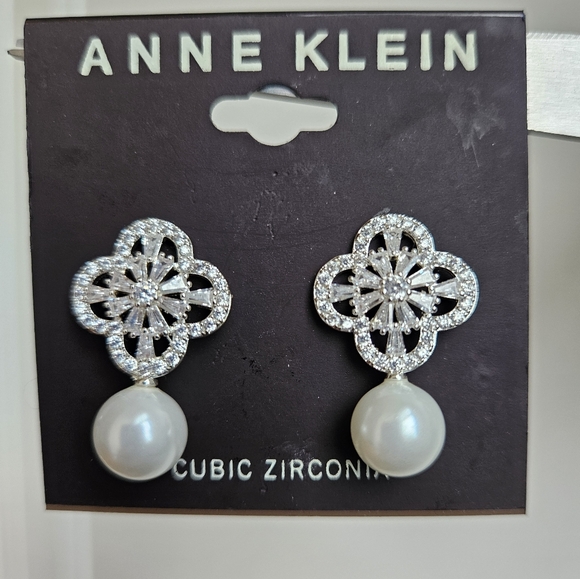 Anne KleinPearl Crystal Drop Earrings - Picture 8 of 10